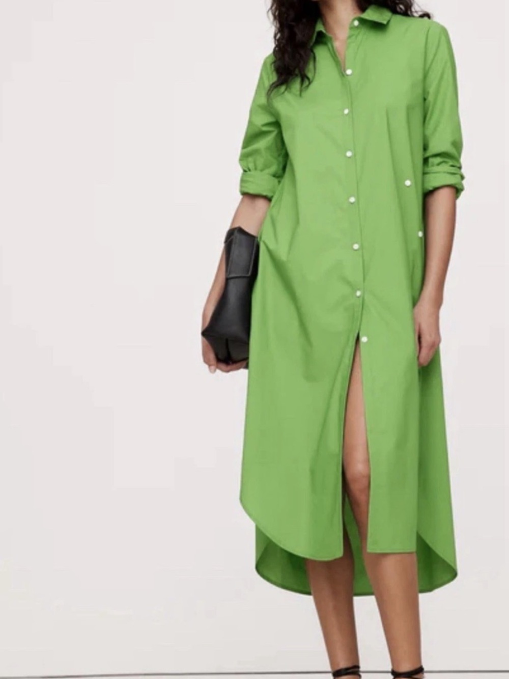 Banana Republic Poplin Asymmetrical Oversized Shirt Dress Green Size Small EUC